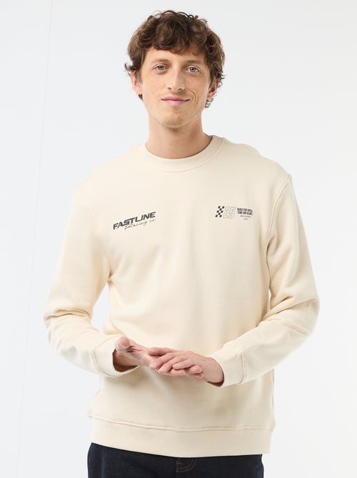 Sweater van lichte joggingstof met print voor- en achterkant - Kiabi