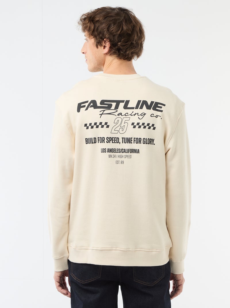 Sweater van lichte joggingstof met print voor- en achterkant Wit - Kiabi