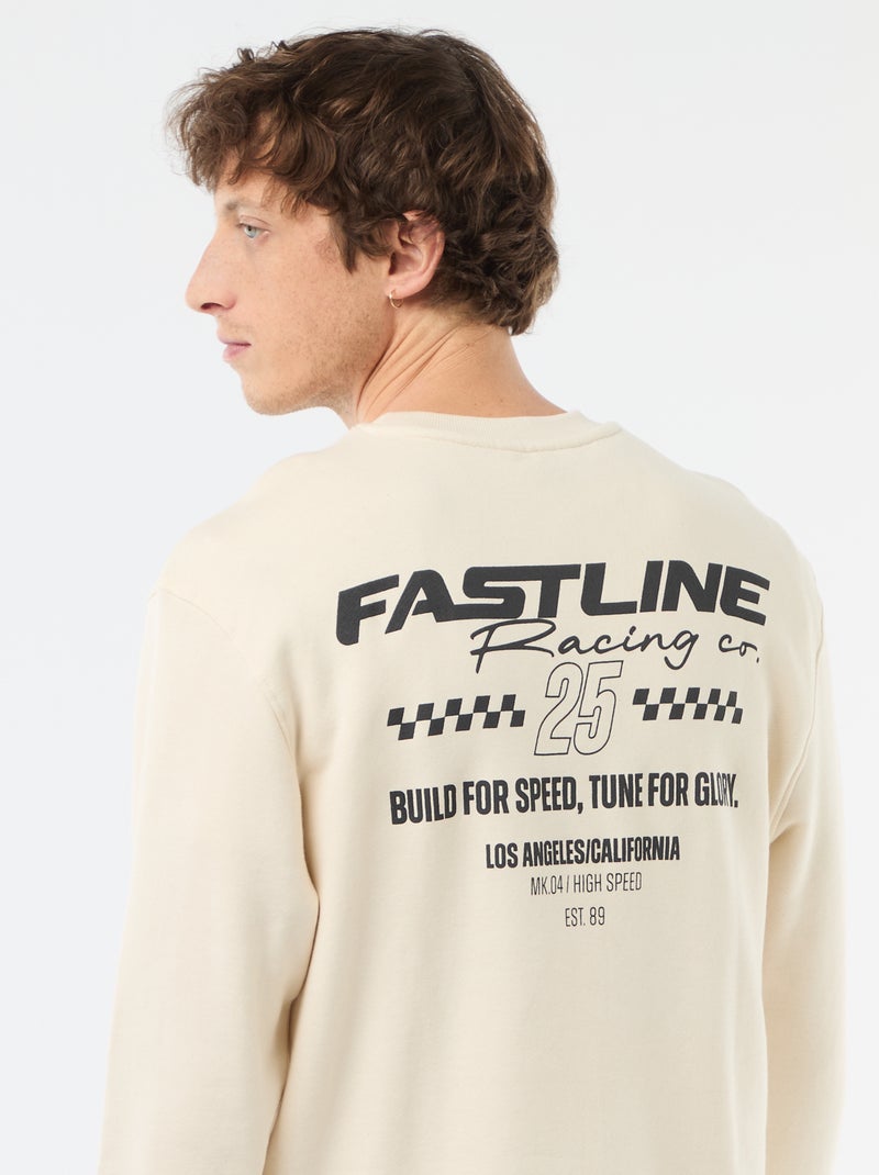 Sweater van lichte joggingstof met print voor- en achterkant Wit - Kiabi