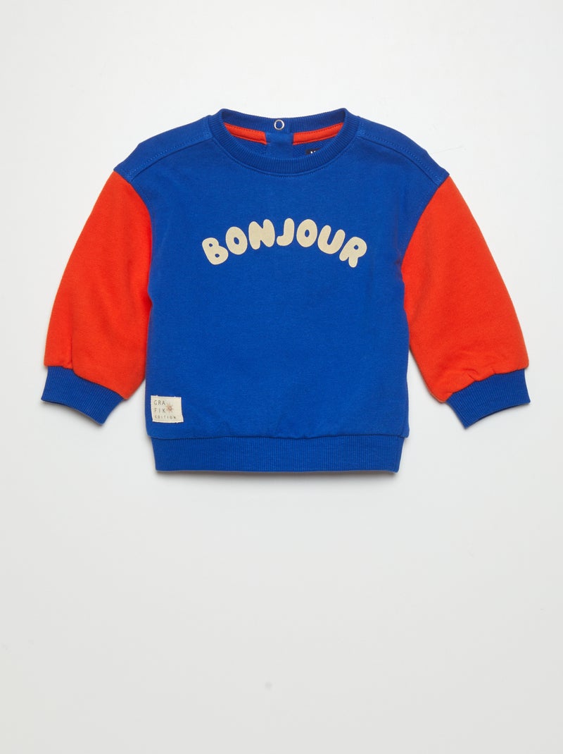 Sweater van lichte joggingstof met print WIT - Kiabi