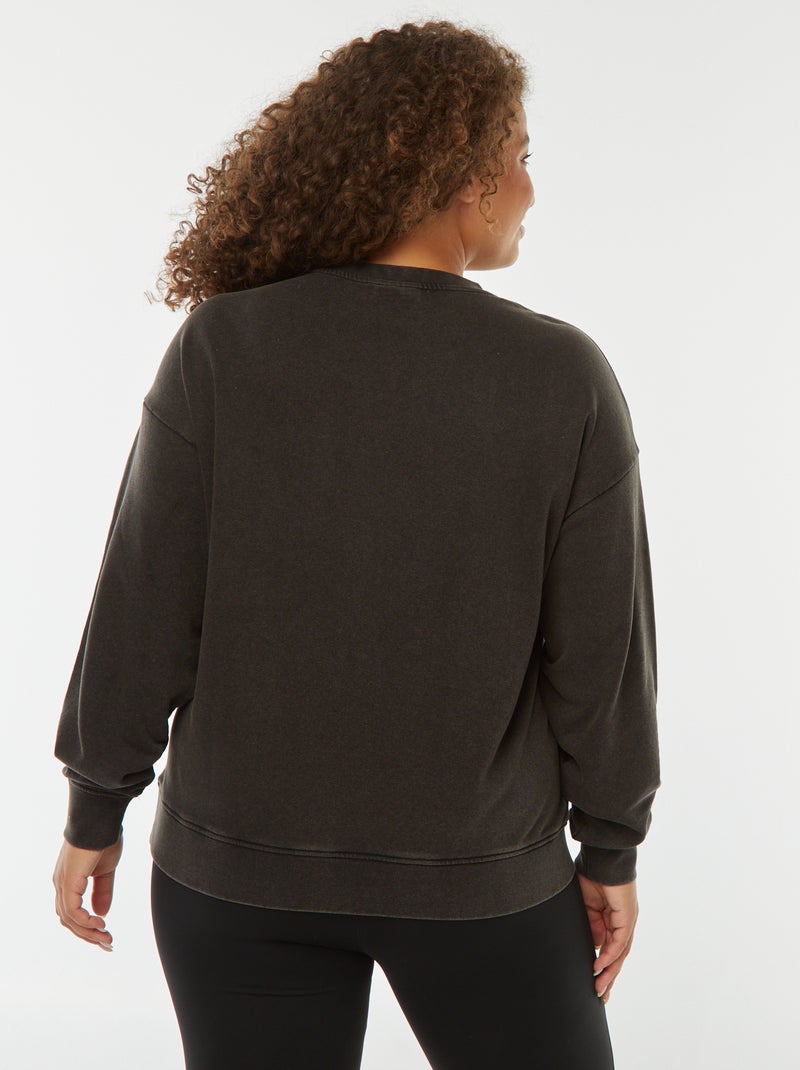 Sweater van lichte joggingstof met sterren in strass Zwart - Kiabi