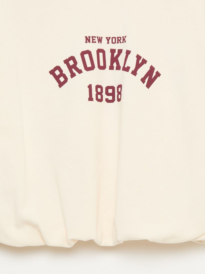 Sweater van lichte molton met opschrift vooraan Wit - Kiabi