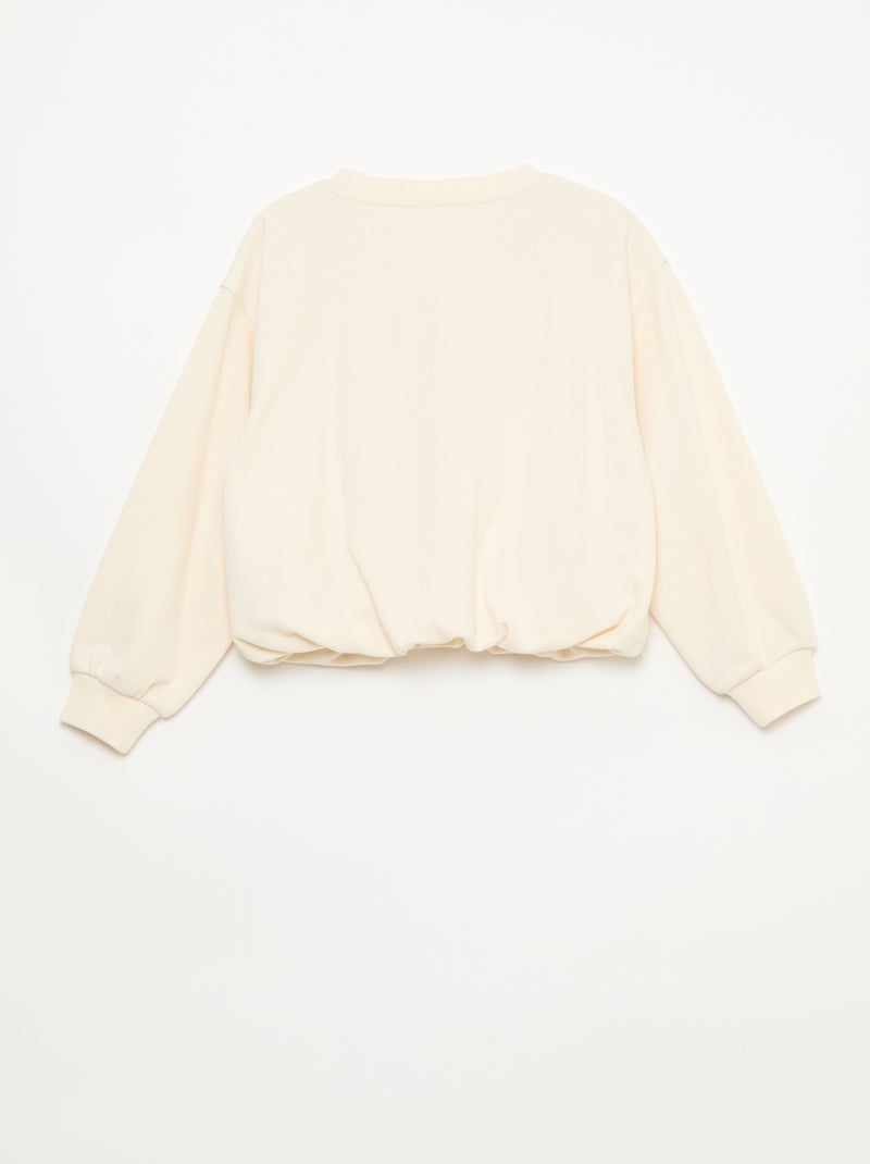 Sweater van lichte molton met opschrift vooraan Wit - Kiabi