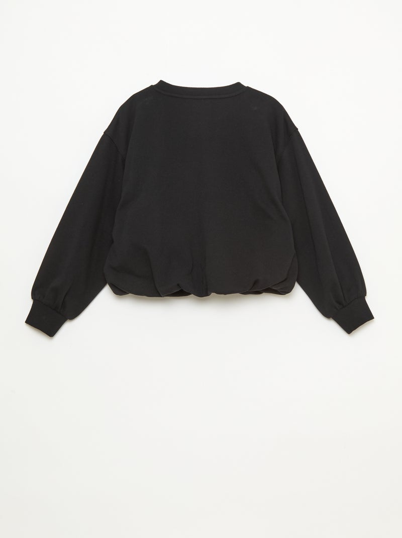 Sweater van lichte molton met opschrift vooraan Zwart - Kiabi