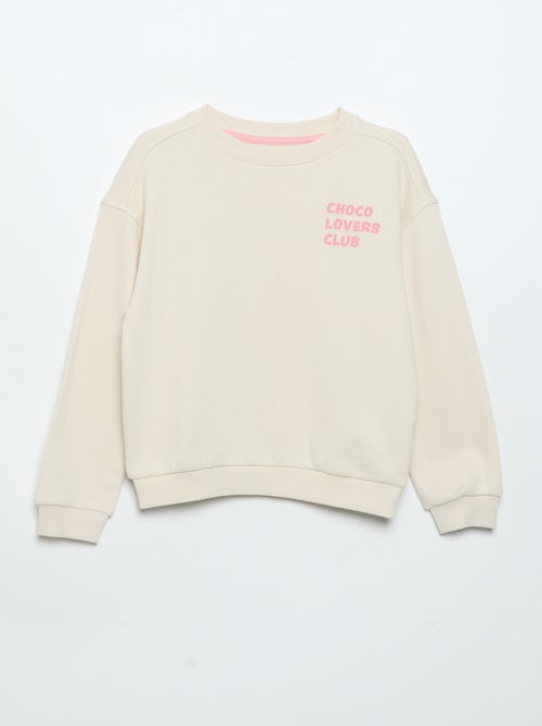 Sweater van lichte moltonstof, bedrukt aan de voor- en achterkant - Kiabi