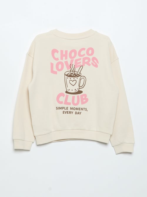 Sweater van lichte moltonstof, bedrukt aan de voor- en achterkant - Kiabi