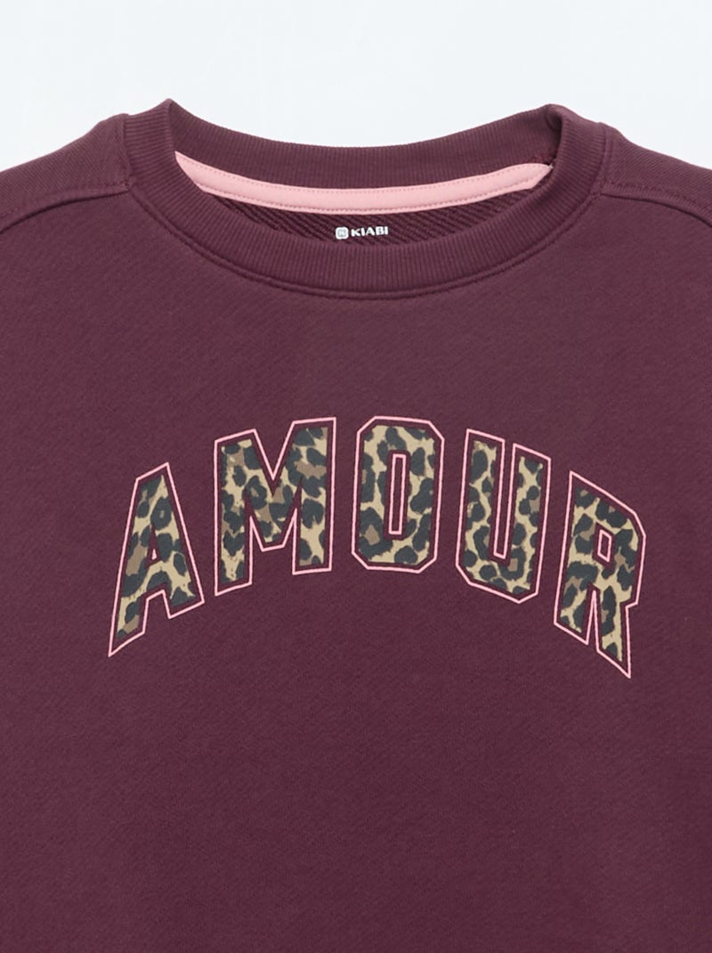 Sweater van lichte moltonstof, bedrukt aan de voor- en achterkant Rose - Kiabi