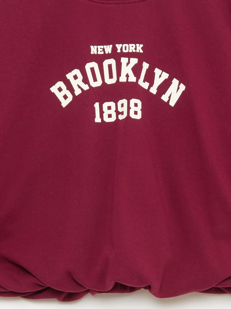 Sweater van lichte sweatstof met opschrift vooraan Rood - Kiabi