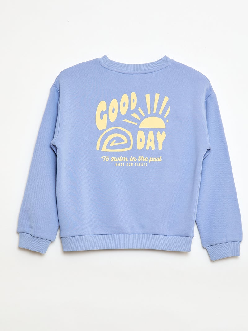 Sweater van lichtgewicht joggingstof met print Blauw - Kiabi