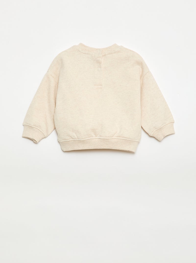 Sweater van molton met boodschap Biege - Kiabi