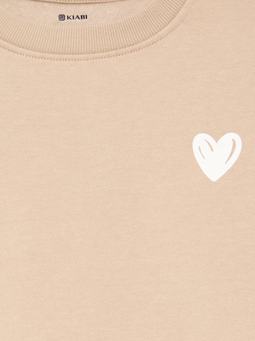 Sweater van molton met borstprint - Kiabi