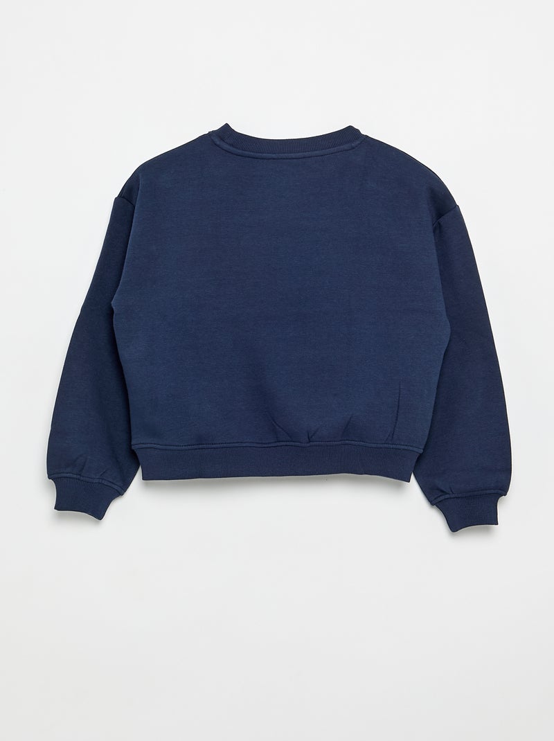 Sweater van molton met borstprint Blauw - Kiabi