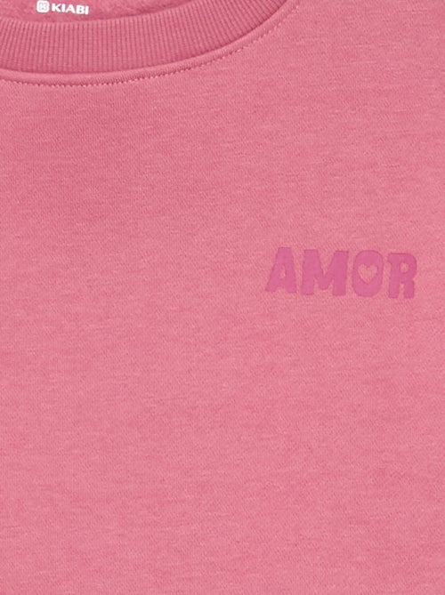Sweater van molton met borstprint - Kiabi