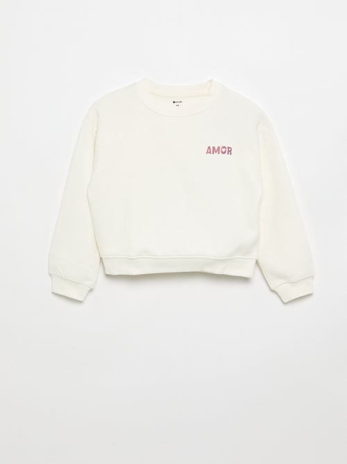 Sweater van molton met borstprint - Kiabi