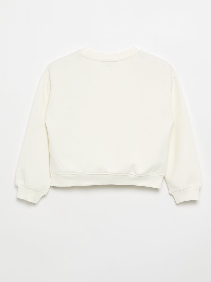 Sweater van molton met borstprint Wit - Kiabi