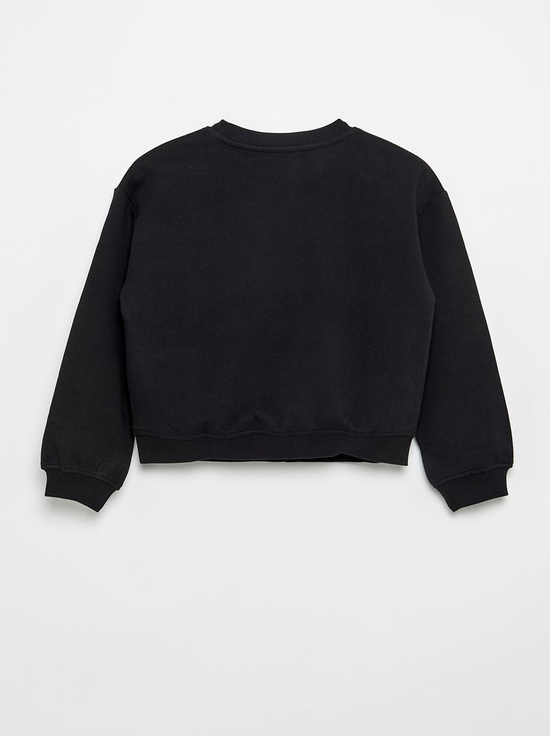 Sweater van molton met borstprint Zwart - Kiabi
