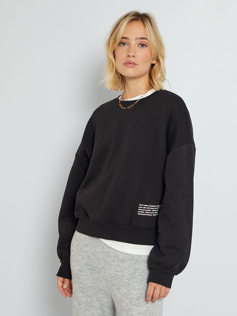 Sweater van molton zwart - Kiabi