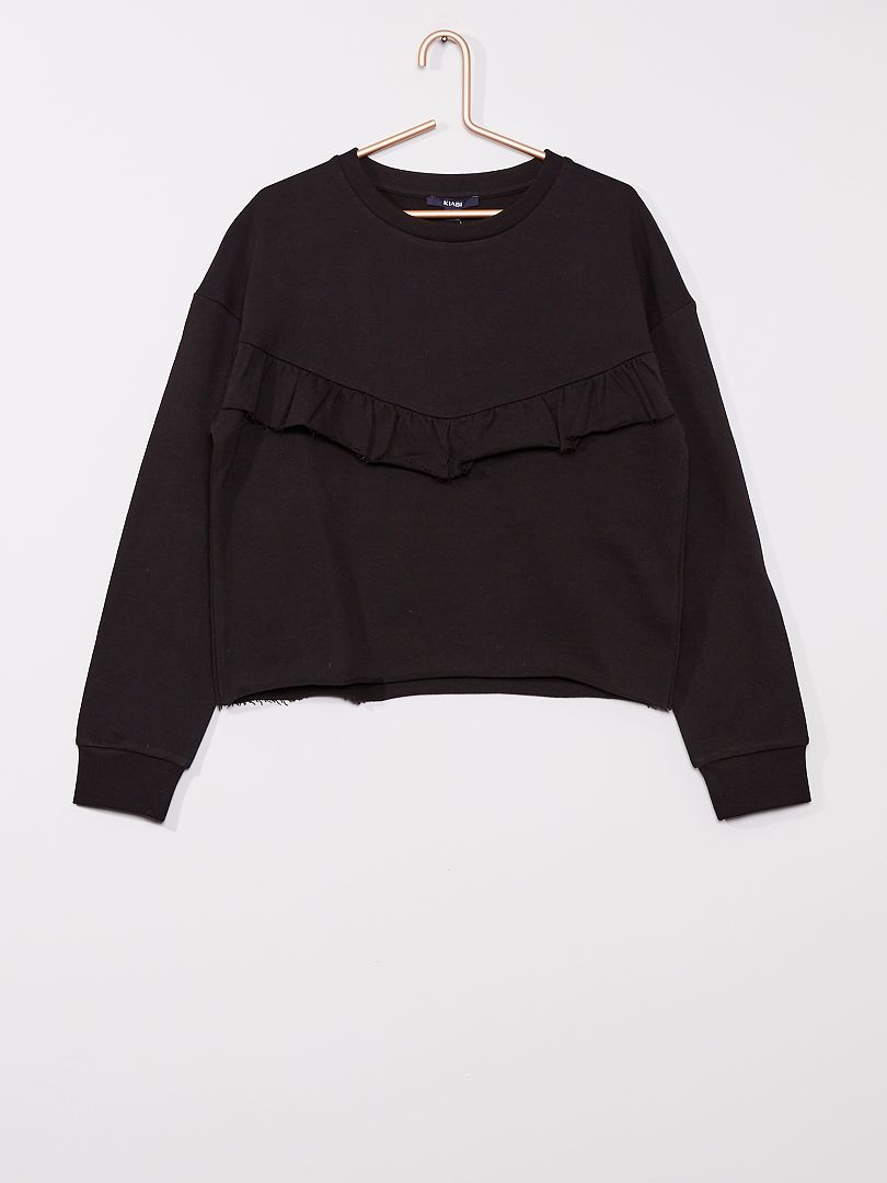 Sweater van ongeruwde molton zwart - Kiabi