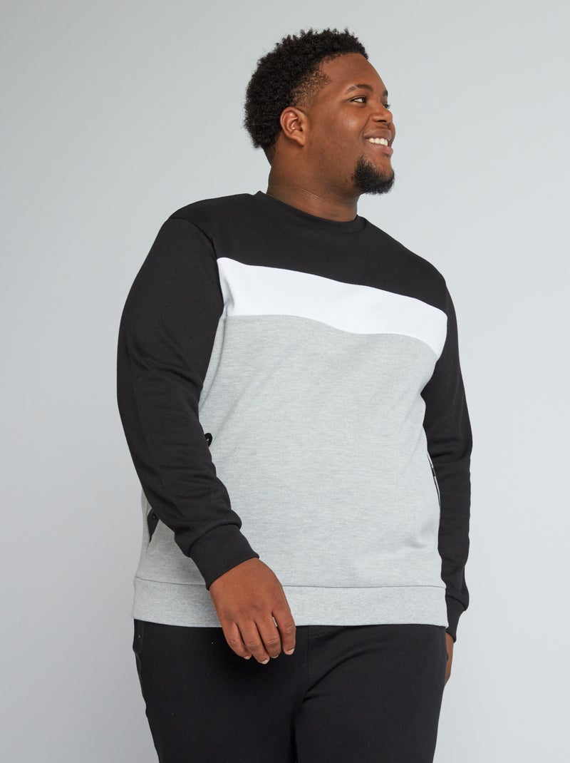 Sweater van piquékatoen met zakken zwart - Kiabi