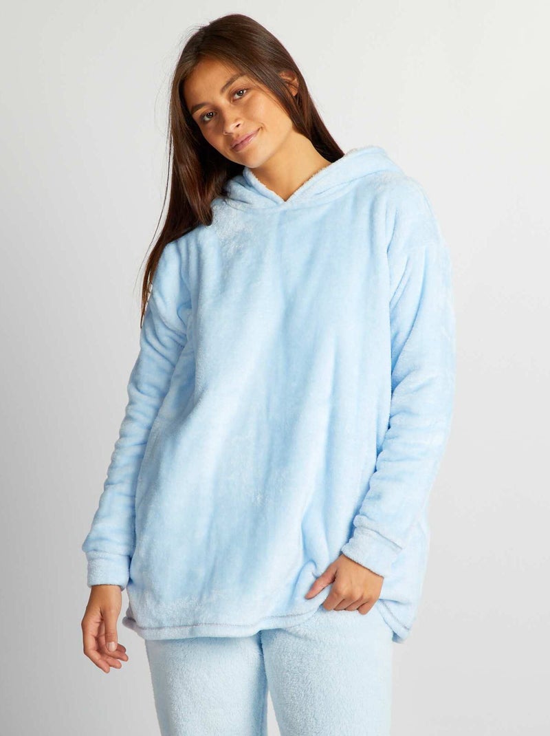 Sweater van pluchetricot BLAUW - Kiabi