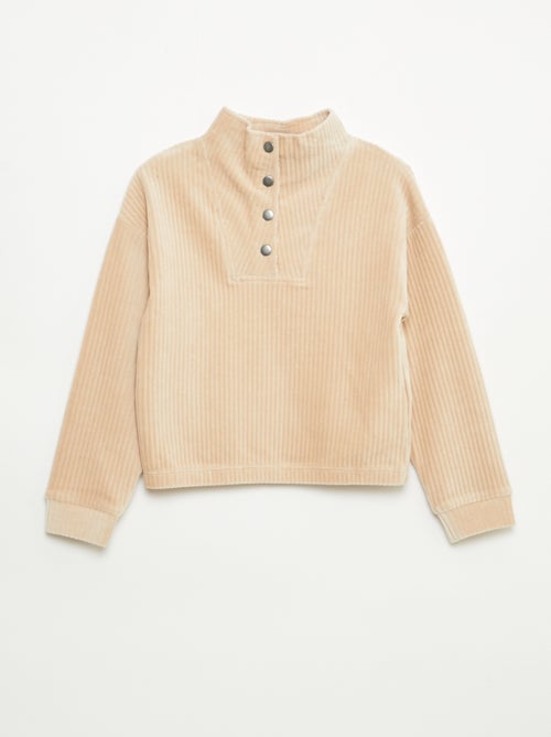 Sweater van ribfluweel met opstaande kraag - Kiabi