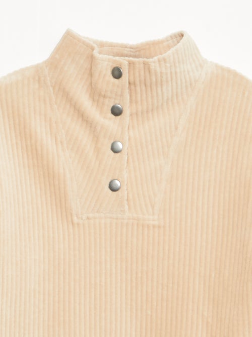 Sweater van ribfluweel met opstaande kraag - Kiabi