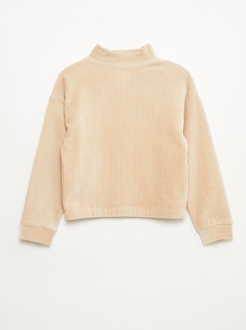 Sweater van ribfluweel met opstaande kraag - Kiabi