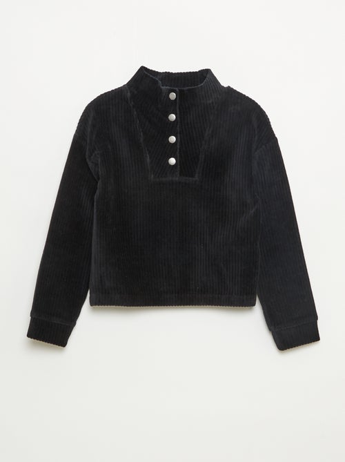 Sweater van ribfluweel met opstaande kraag - Kiabi