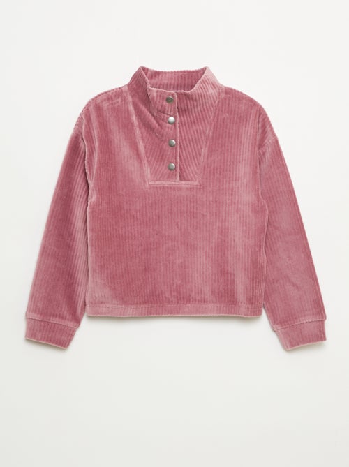 Sweater van ribfluweel met trucker kraag - Kiabi Sweater van ribfluweel met trucker kraag - Kiabi