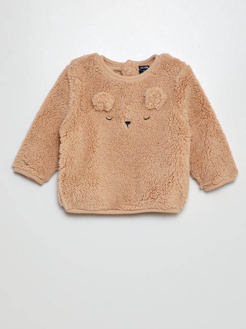 Sweater van sherpa met applicatie - Kiabi