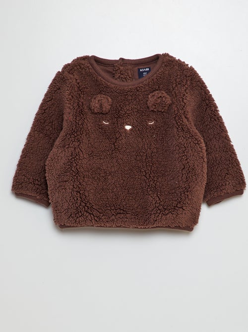 Sweater van sherpa met applicatie - Kiabi