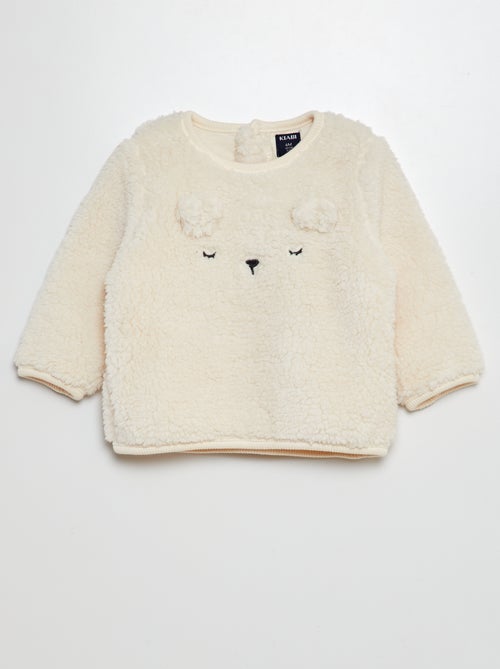 Sweater van sherpa met applicatie - Kiabi