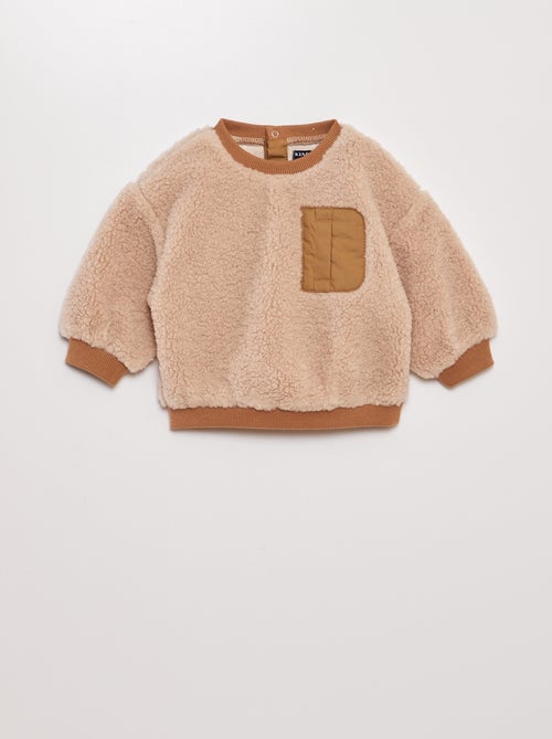 Sweater van sherpa met borstzakje - Kiabi