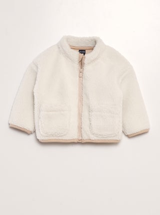 Sweater van sherpa met rits