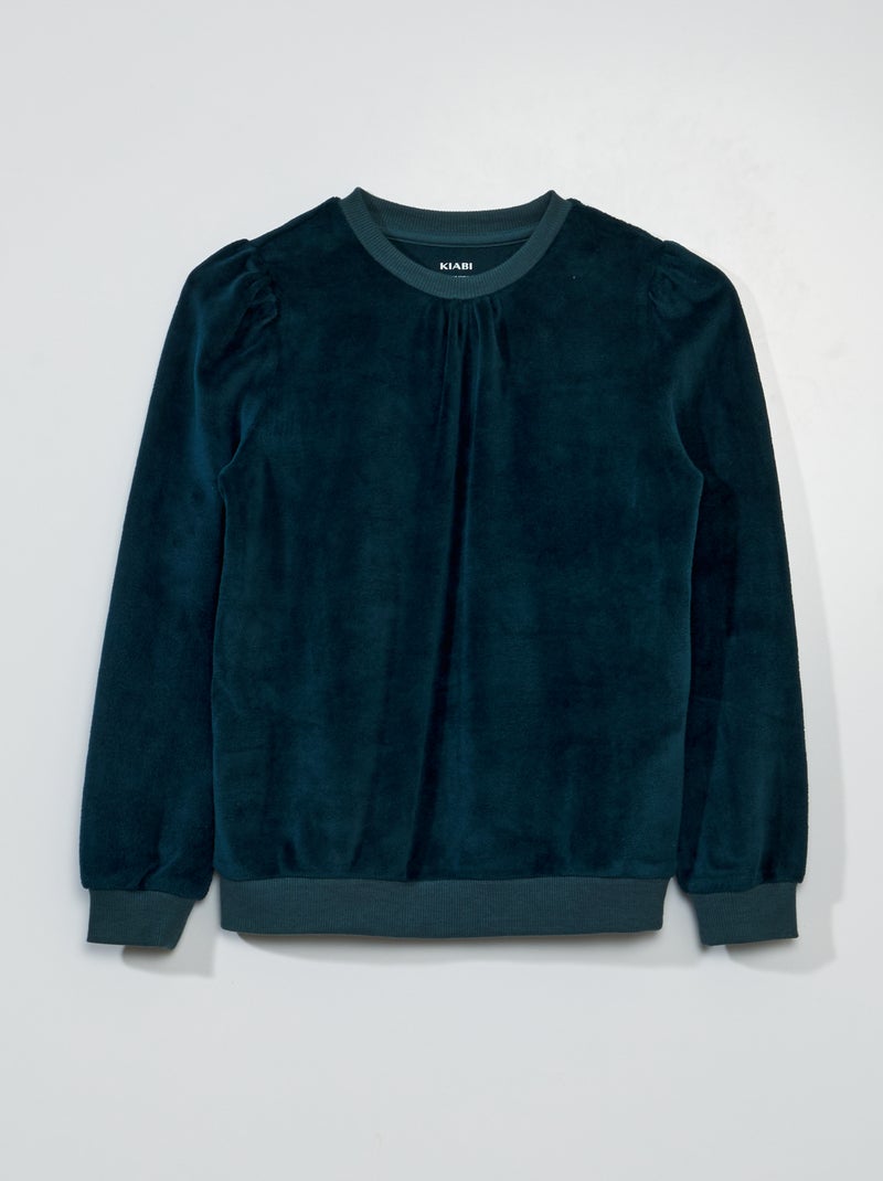 Sweater van velours GROEN - Kiabi