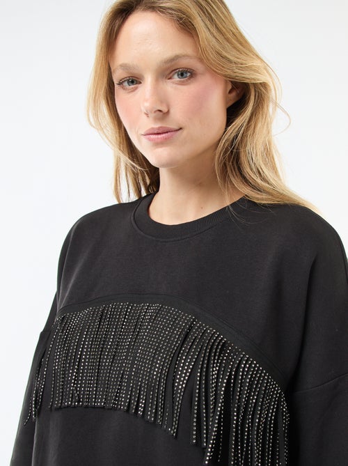 Sweater van warme joggingstof met franjes met glitter | 'JDY' - Kiabi