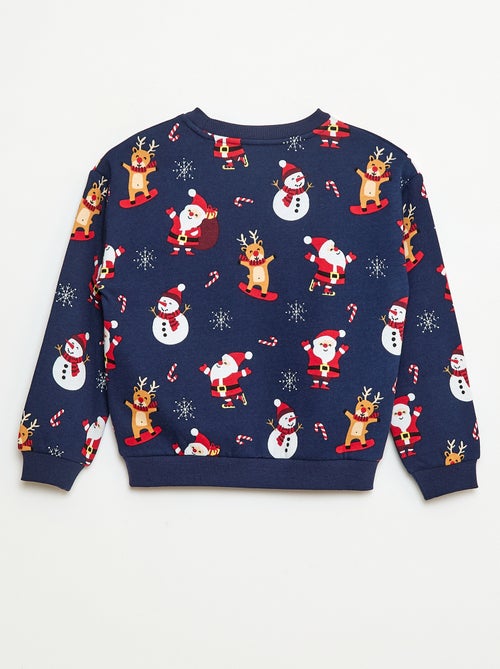 Sweater van warme joggingstof met zachte, geruwde binnenzijde en kerstprint - Kiabi