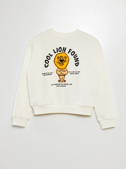 Sweater van warme joggingstof met zachte, geruwde binnenzijde en print - Kiabi