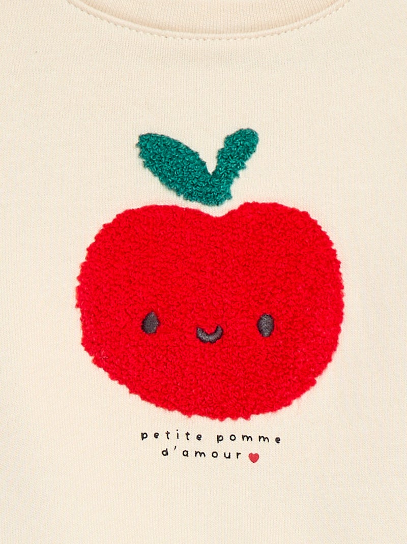 Sweater van zachte fleece met print Wit - Kiabi