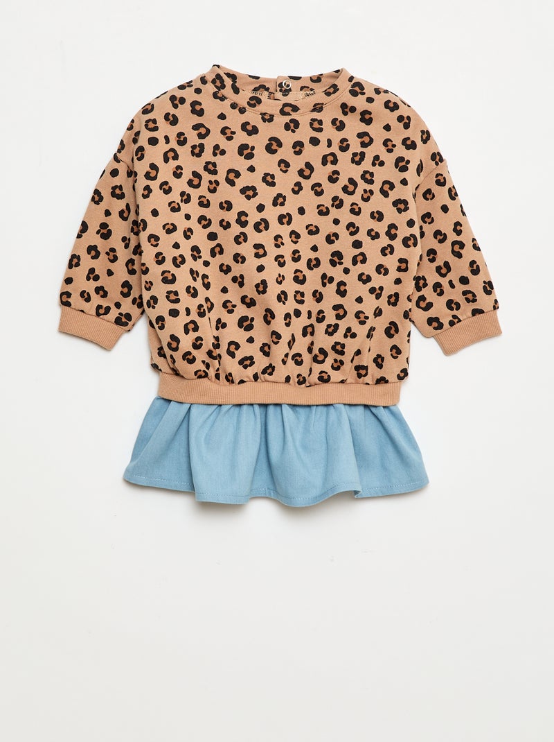 Sweatjurk met 2-in-1-effect onderaan Biege - Kiabi
