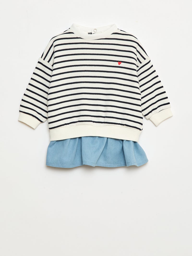 Sweatjurk met 2-in-1-effect onderaan Wit - Kiabi