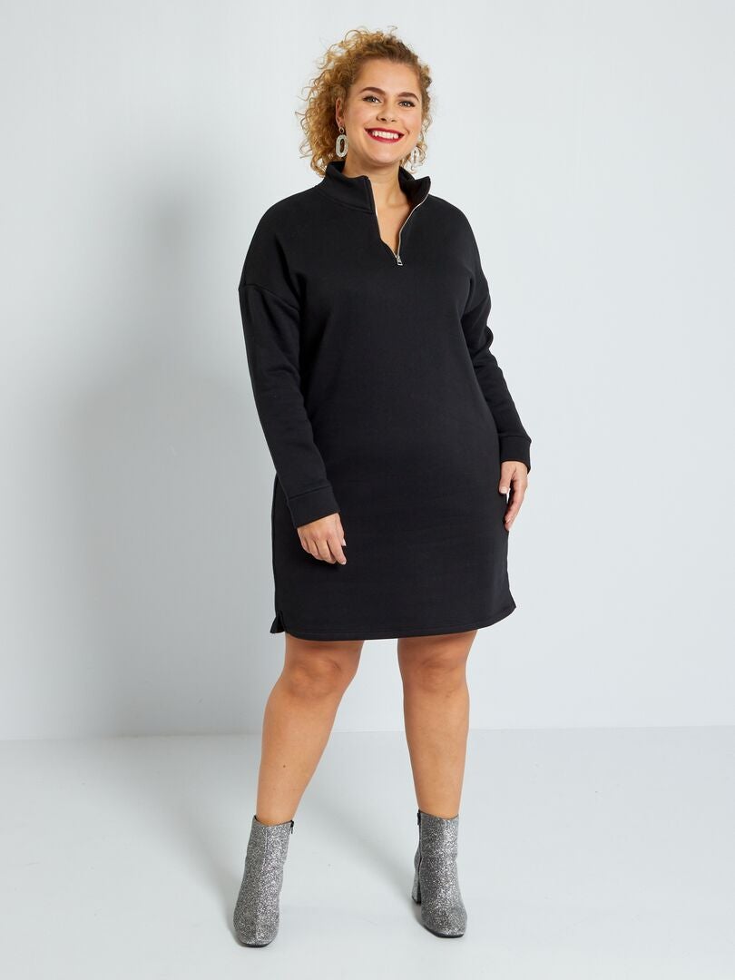 Sweatjurk met schipperskraag zwart - Kiabi