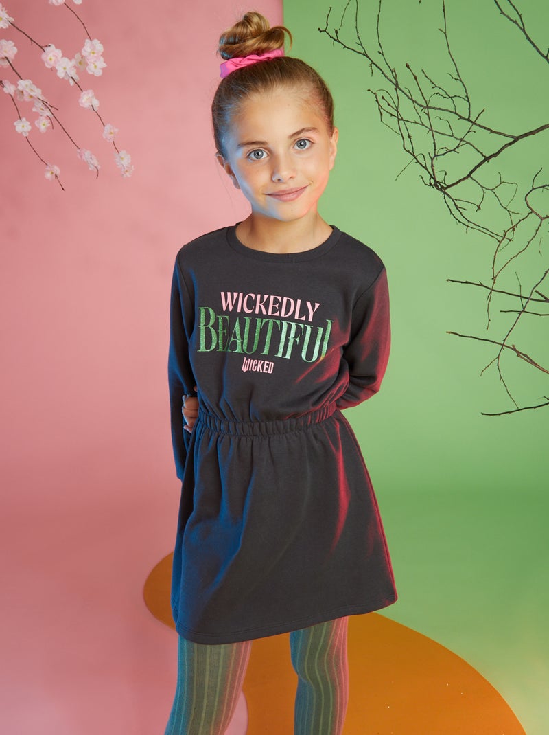 Maxi Jurk Sweater Jurk Meisjes Sweatjurk 'Wicked' ZWART Meisje Kiabi