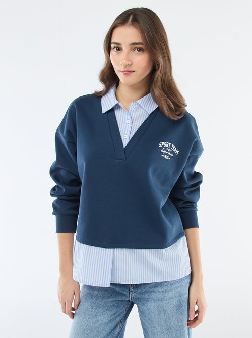 Sweatshirt met blouse-effect 2-in-1 - Kiabi