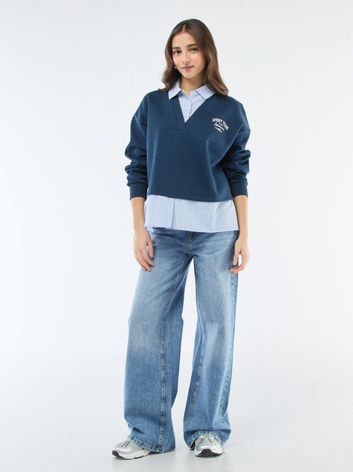 Sweatshirt met blouse-effect 2-in-1 - Kiabi