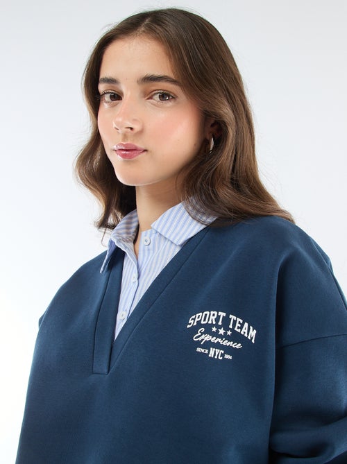 Sweatshirt met blouse-effect 2-in-1 - Kiabi