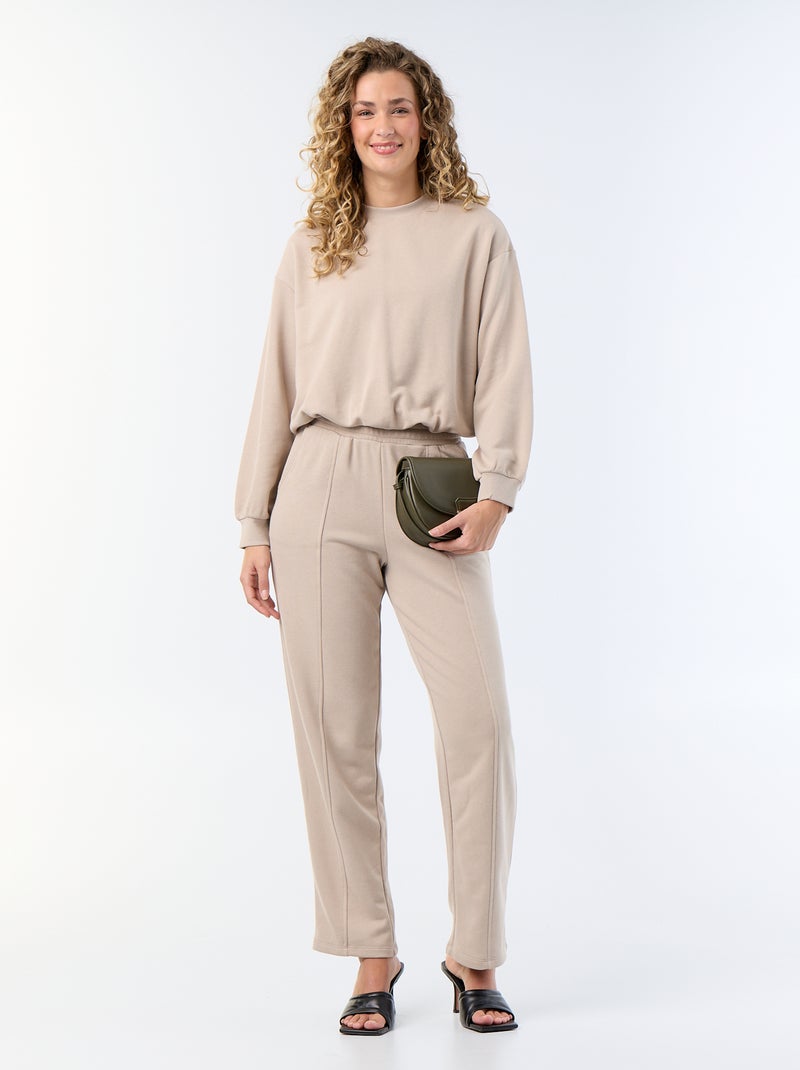 Sweatshirt met bolle pasvorm van french terry Biege - Kiabi
