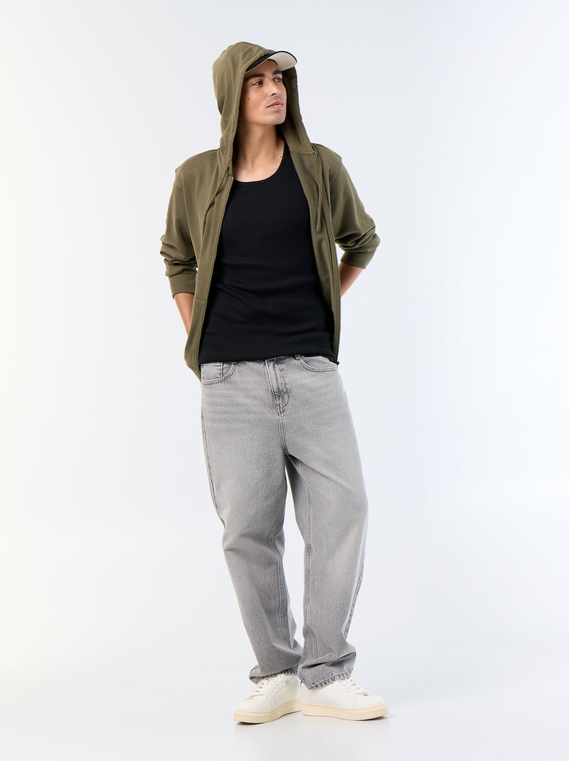 Sweatshirt met capuchon van French Terry Kaki - Kiabi