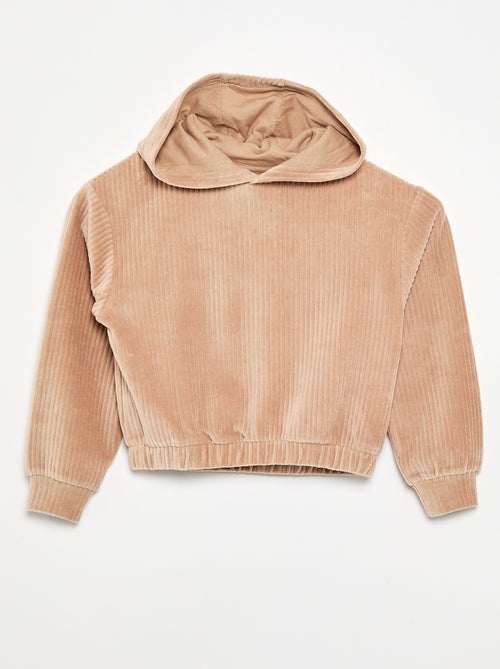 Sweatshirt met capuchon van geribde stof - Kiabi