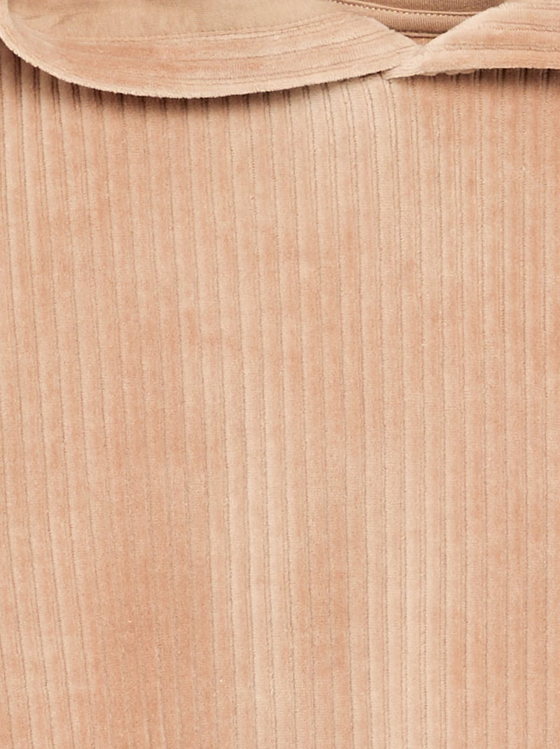 Sweatshirt met capuchon van geribde stof Biege - Kiabi